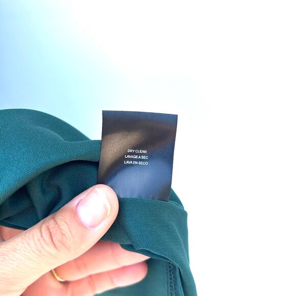 Badgley Mischka Slinky Satin Draped Midi Wrap Cocktail Dress Emerald Green 8 - Picture 11 of 12